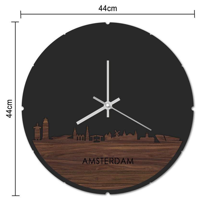 Skyline Klok Rond Amsterdam Metallic Goud gerecycled kunststof cadeau decoratie relatiegeschenk van WoodWideCities