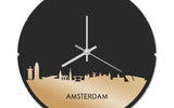 Skyline Klok Rond Amsterdam Goud Metallic