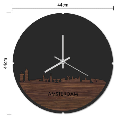 Skyline Klok Rond Amsterdam Palissander Palissander houten cadeau decoratie relatiegeschenk van WoodWideCities