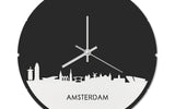 Skyline Klok Rond Amsterdam Wit Glanzend