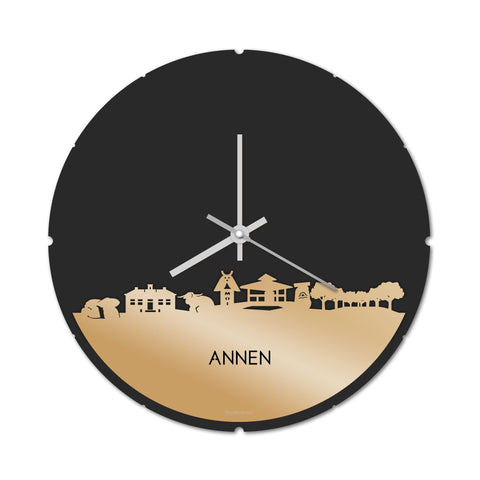 Skyline Klok Rond Annen Metallic Goud gerecycled kunststof cadeau decoratie relatiegeschenk van WoodWideCities