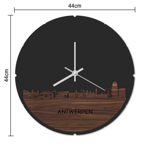 Skyline Klok Rond Antwerpen Bamboe houten cadeau decoratie relatiegeschenk van WoodWideCities