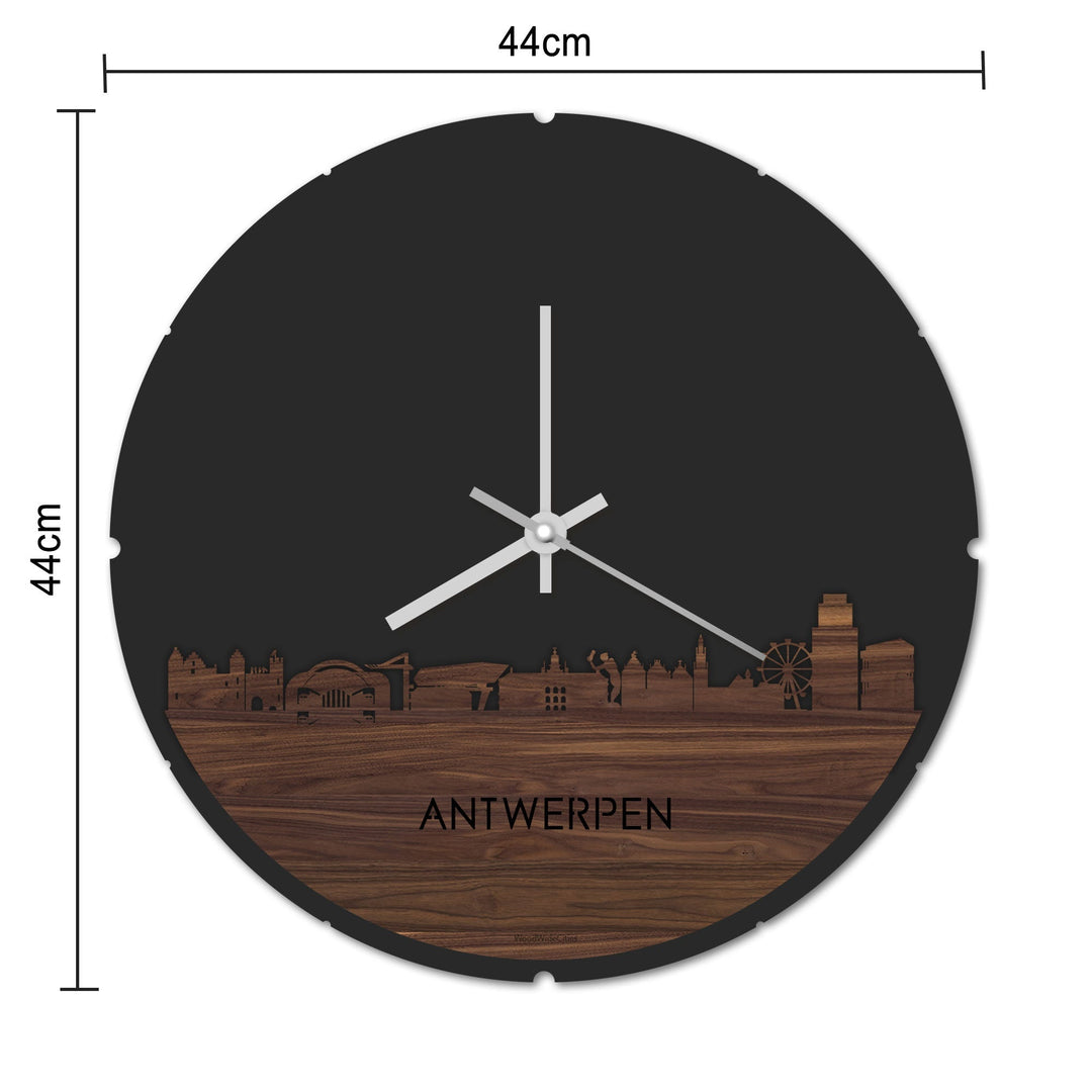 Skyline Klok Rond Antwerpen Wit glanzend gerecycled kunststof cadeau decoratie relatiegeschenk van WoodWideCities