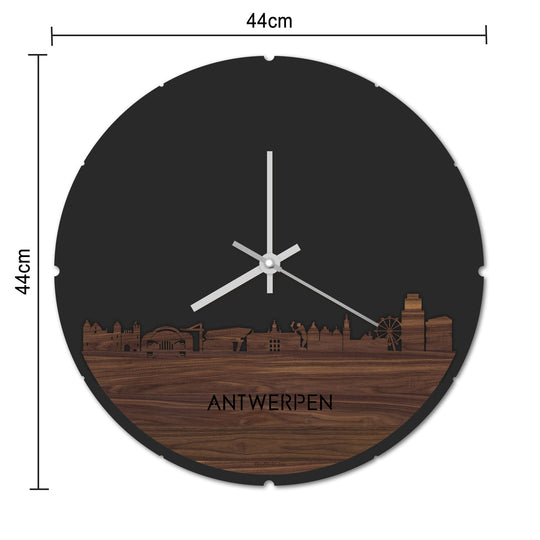 Skyline Klok Rond Antwerpen Wit glanzend gerecycled kunststof cadeau decoratie relatiegeschenk van WoodWideCities