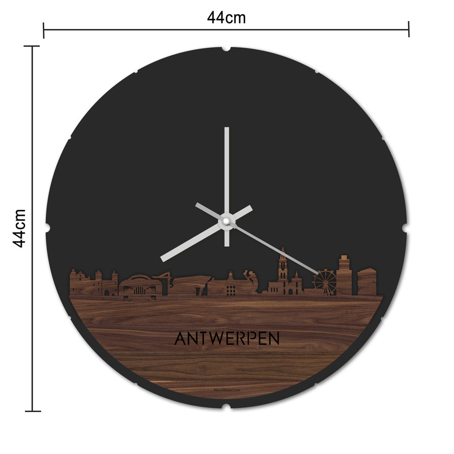 Skyline Klok Rond Antwerpen Wit glanzend gerecycled kunststof cadeau decoratie relatiegeschenk van WoodWideCities