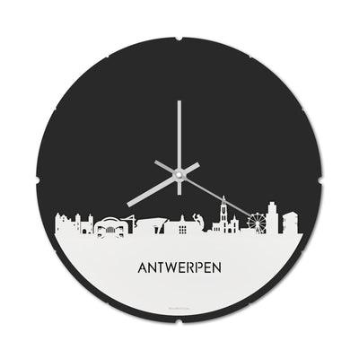 Skyline Klok Rond Antwerpen Wit Glanzend