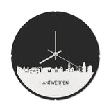 Skyline Klok Rond Antwerpen Wit glanzend gerecycled kunststof cadeau decoratie relatiegeschenk van WoodWideCities