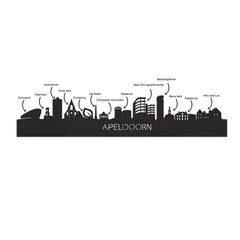 Skyline Klok Rond Apeldoorn Bamboe houten cadeau decoratie relatiegeschenk van WoodWideCities