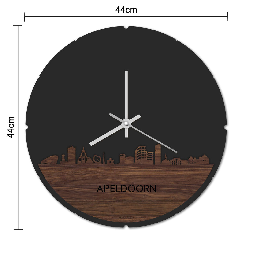 Skyline Klok Rond Apeldoorn Eiken houten cadeau decoratie relatiegeschenk van WoodWideCities