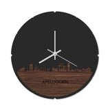 Skyline Klok Rond Apeldoorn Noten houten cadeau decoratie relatiegeschenk van WoodWideCities