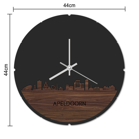 Skyline Klok Rond Apeldoorn Palissander houten cadeau decoratie relatiegeschenk van WoodWideCities