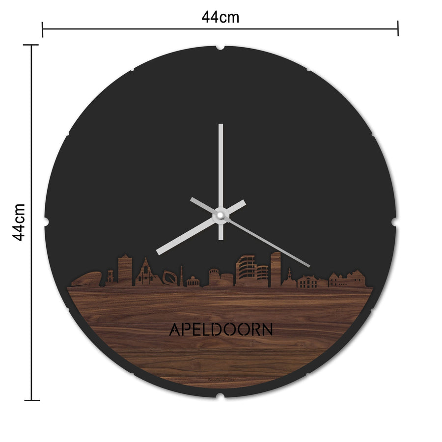 Skyline Klok Rond Apeldoorn Wit glanzend gerecycled kunststof cadeau decoratie relatiegeschenk van WoodWideCities