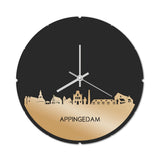 Skyline Klok Rond Appingedam Metallic Goud gerecycled kunststof cadeau decoratie relatiegeschenk van WoodWideCities