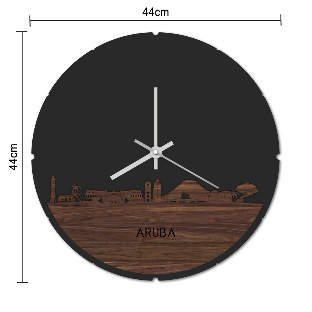 Skyline Klok Aruba Eiken houten cadeau decoratie relatiegeschenk van WoodWideCities