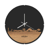 Skyline Klok Aruba Eiken houten cadeau decoratie relatiegeschenk van WoodWideCities