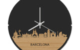 Skyline Klok Rond Barcelona Bamboe
