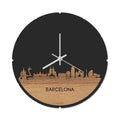Skyline Klok Rond Barcelona Eiken