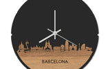 Skyline Klok Rond Barcelona Eiken