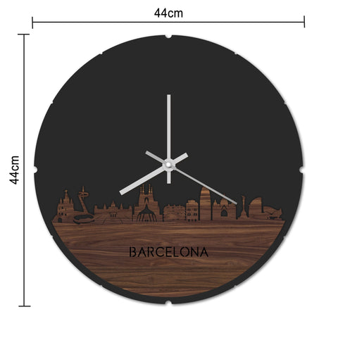 Skyline Klok Rond Barcelona Metallic Goud gerecycled kunststof cadeau decoratie relatiegeschenk van WoodWideCities