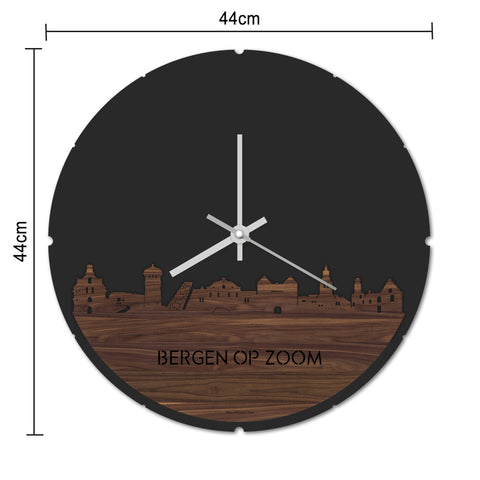 Skyline Klok Rond Bergen-op-Zoom Wit glanzend gerecycled kunststof cadeau decoratie relatiegeschenk van WoodWideCities