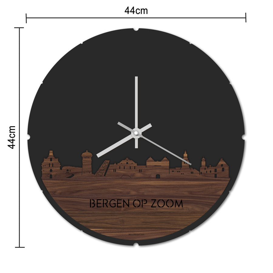 Skyline Klok Rond Bergen-op-Zoom Wit glanzend gerecycled kunststof cadeau decoratie relatiegeschenk van WoodWideCities