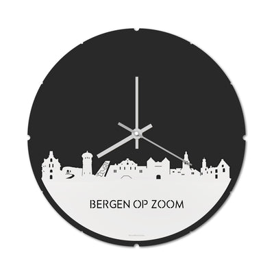 Skyline Klok Rond Bergen op Zoom Wit Glanzend