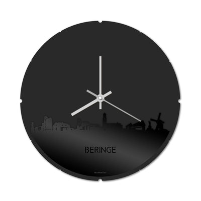 Skyline Klok Rond Beringe Zwart Glanzend