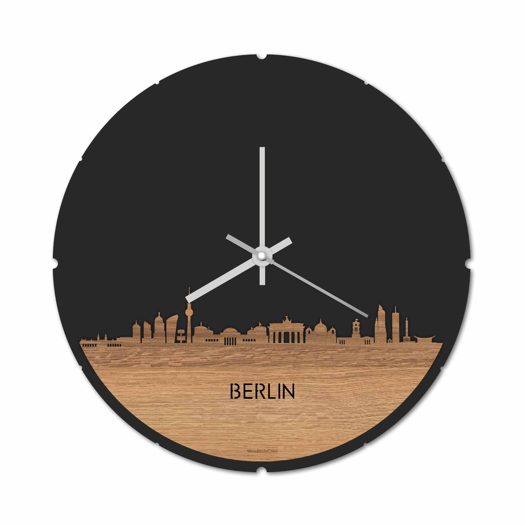 Skyline Klok Rond Berlijn Eiken houten cadeau decoratie relatiegeschenk van WoodWideCities