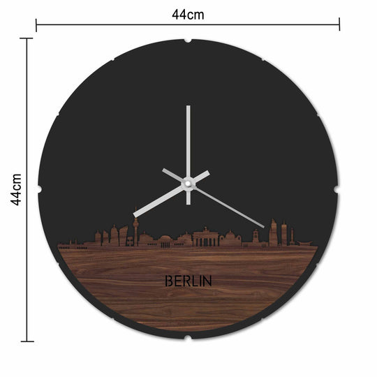 Skyline Klok Rond Berlijn Palissander houten cadeau decoratie relatiegeschenk van WoodWideCities