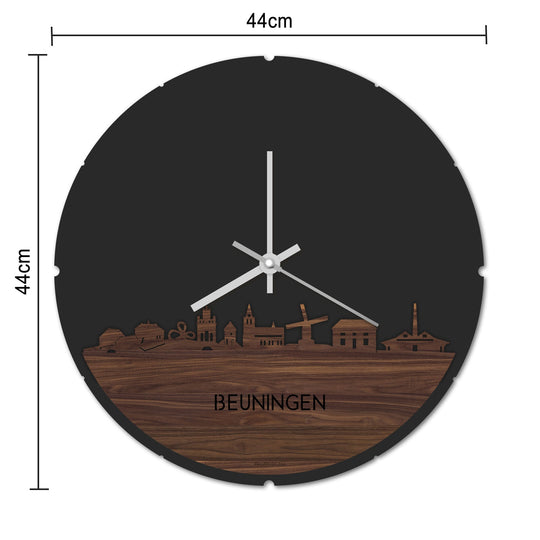 Skyline Klok Rond Beuningen Bamboe houten cadeau decoratie relatiegeschenk van WoodWideCities