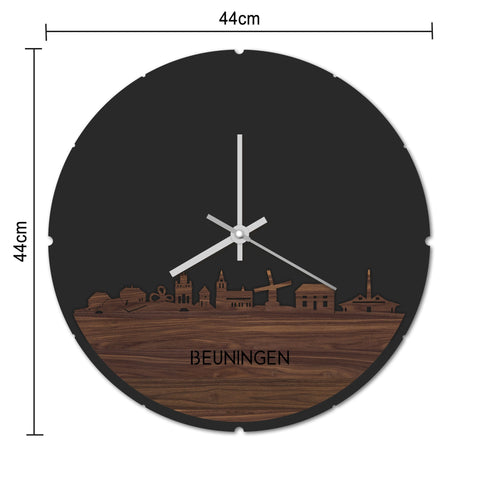 Skyline Klok Rond Beuningen Eiken houten cadeau decoratie relatiegeschenk van WoodWideCities