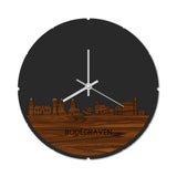 Skyline Klok Rond Bodegraven Palissander houten cadeau decoratie relatiegeschenk van WoodWideCities