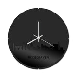 Skyline Klok Rond Bodegraven Zwart glanzend gerecycled kunststof cadeau decoratie relatiegeschenk van WoodWideCities