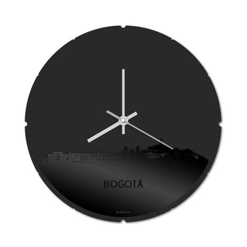 Skyline Klok Rond Bogotá Zwart glanzend gerecycled kunststof cadeau decoratie relatiegeschenk van WoodWideCities