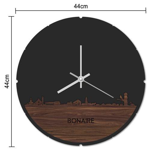 Skyline Klok Rond Bonaire Bamboe houten cadeau decoratie relatiegeschenk van WoodWideCities