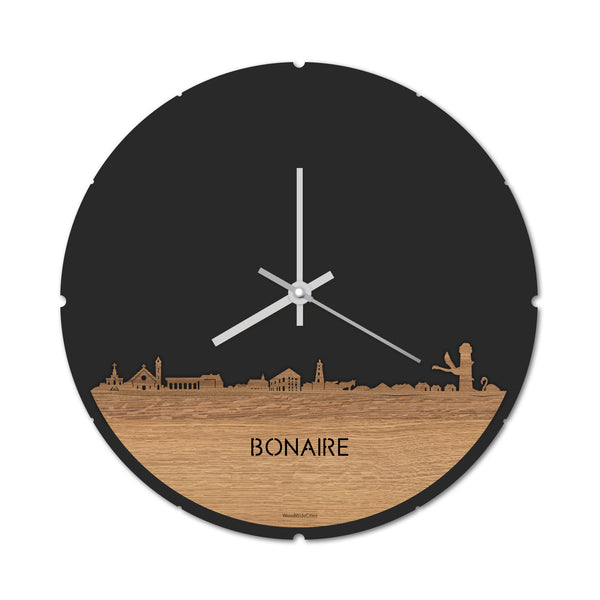 Skyline Klok Bonaire Eiken houten cadeau decoratie relatiegeschenk van WoodWideCities
