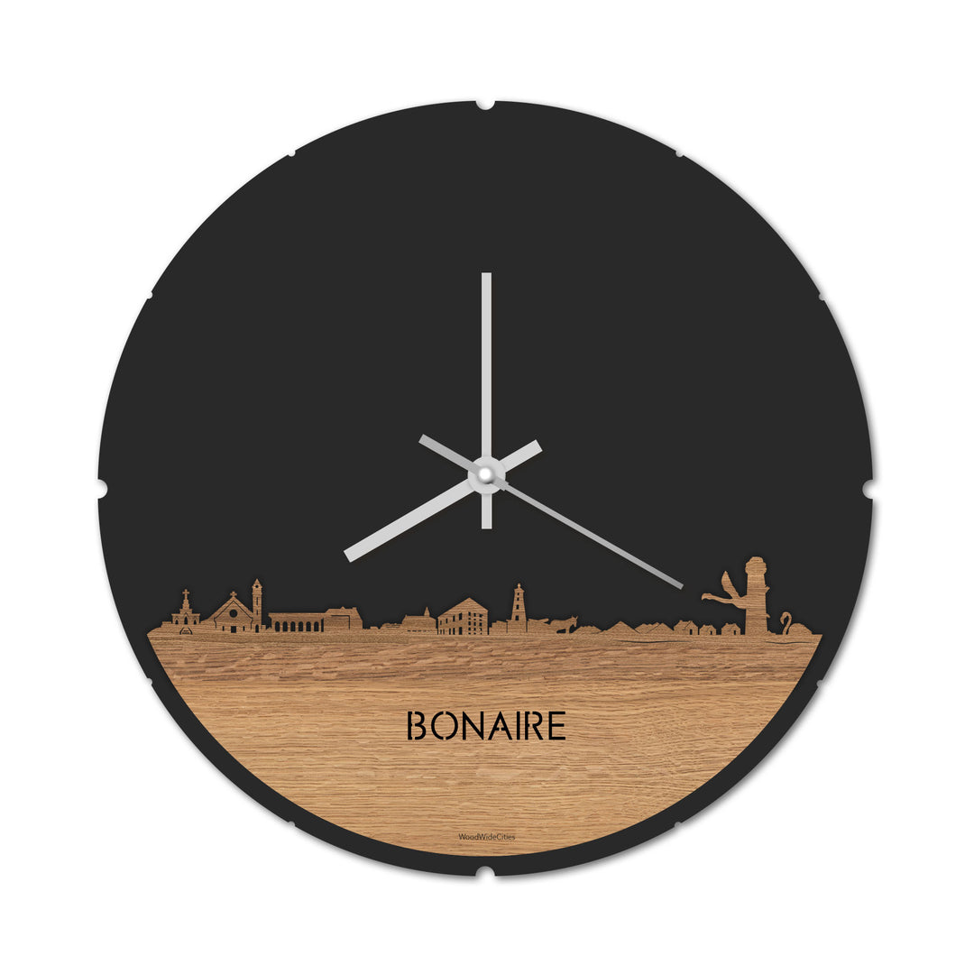 Skyline Klok Bonaire Eiken houten cadeau decoratie relatiegeschenk van WoodWideCities