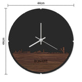 Skyline Klok Rond Bonaire Palissander houten cadeau decoratie relatiegeschenk van WoodWideCities