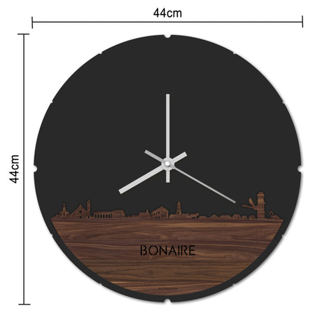 Skyline Klok Rond Bonaire Wit glanzend gerecycled kunststof cadeau decoratie relatiegeschenk van WoodWideCities