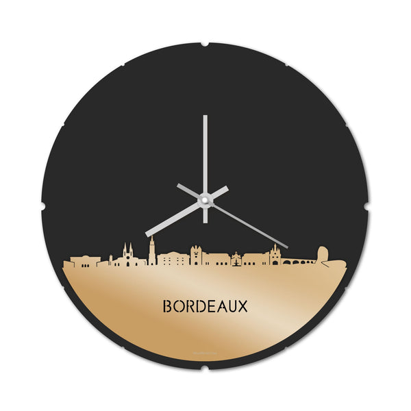 Skyline Klok Rond Bordeaux Metallic Goud gerecycled kunststof cadeau decoratie relatiegeschenk van WoodWideCities