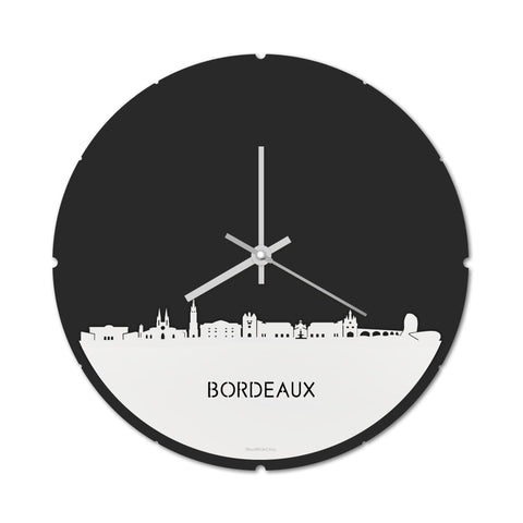 Skyline Klok Rond Bordeaux Wit glanzend gerecycled kunststof cadeau decoratie relatiegeschenk van WoodWideCities