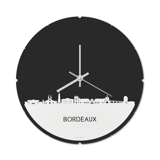 Skyline Klok Rond Bordeaux Wit glanzend gerecycled kunststof cadeau decoratie relatiegeschenk van WoodWideCities