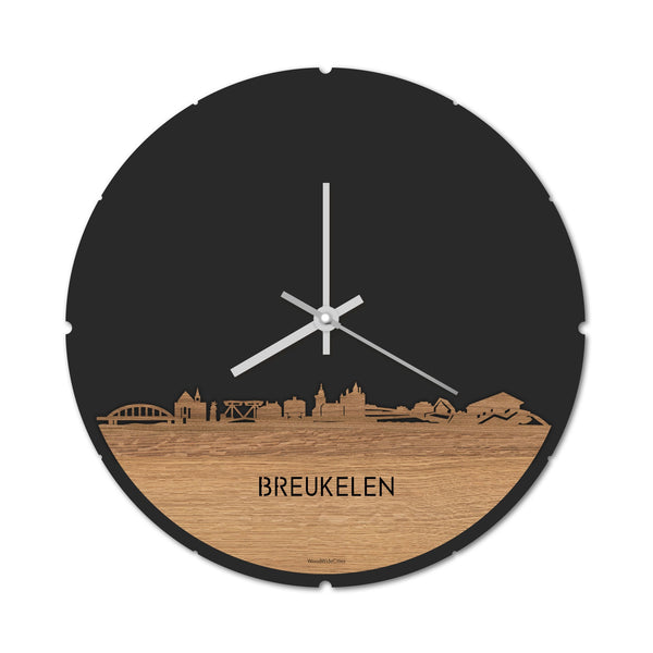 Skyline Klok Breukelen Eiken houten cadeau decoratie relatiegeschenk van WoodWideCities