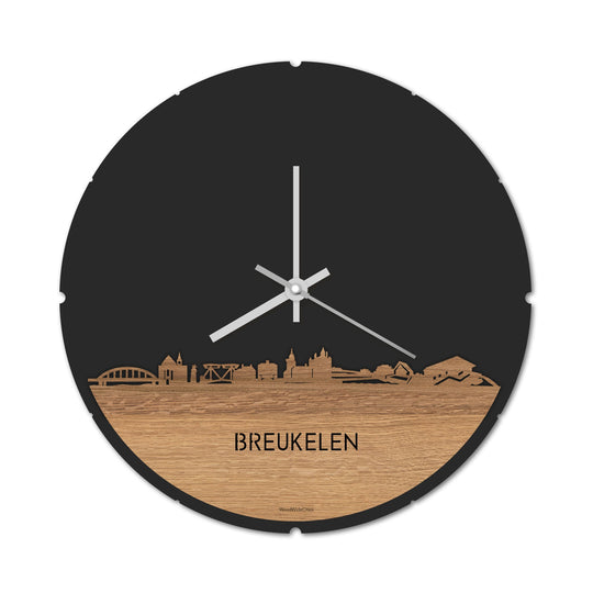 Skyline Klok Breukelen Eiken houten cadeau decoratie relatiegeschenk van WoodWideCities