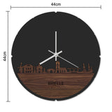 Skyline Klok Rond Brielle Eiken houten cadeau decoratie relatiegeschenk van WoodWideCities