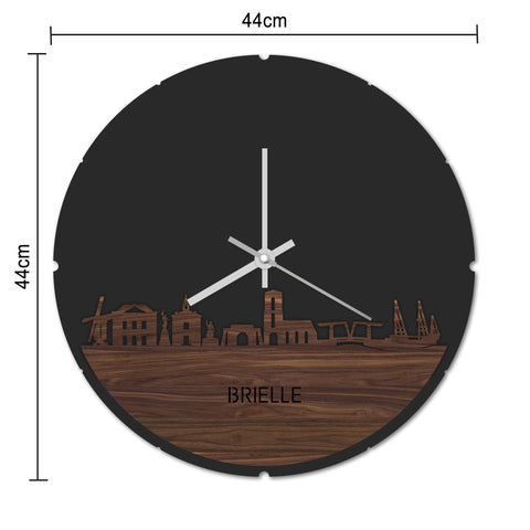 Skyline Klok Rond Brielle Zwart glanzend gerecycled kunststof cadeau decoratie relatiegeschenk van WoodWideCities