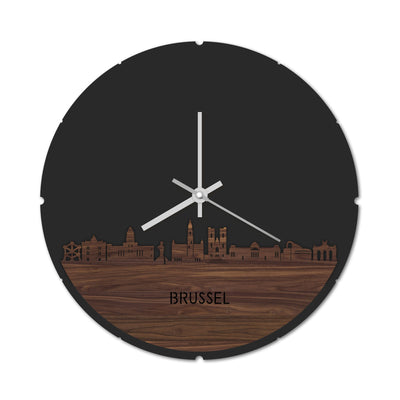 Skyline Clock Round Brussels Walnut