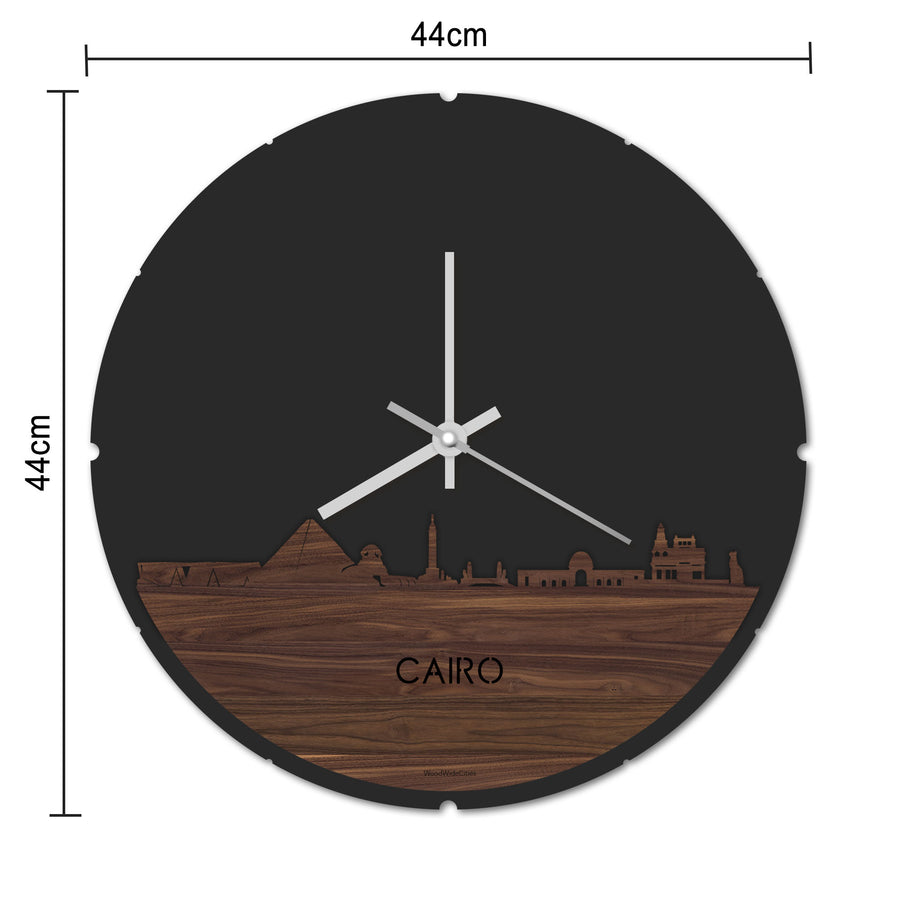 Skyline Klok Rond Cairo Bamboe houten cadeau decoratie relatiegeschenk van WoodWideCities