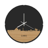 Skyline Klok Rond Cairo Bamboe houten cadeau decoratie relatiegeschenk van WoodWideCities