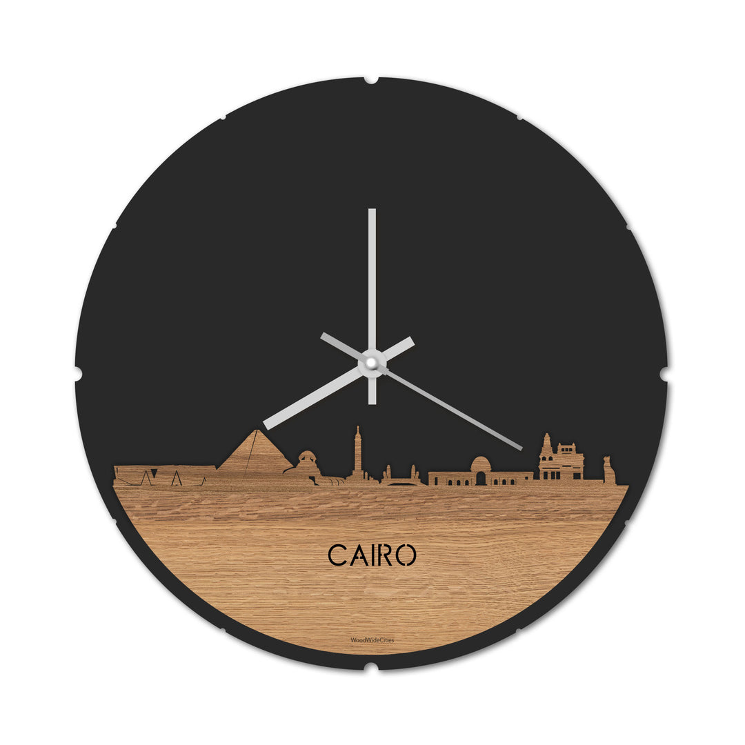 Skyline Klok Cairo Eiken houten cadeau decoratie relatiegeschenk van WoodWideCities